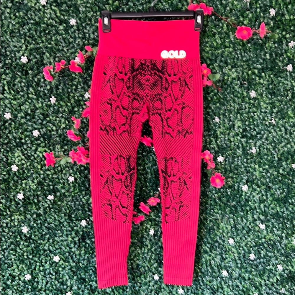 Pink Snake Print Leggings